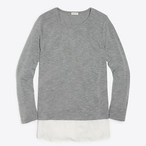 J.Crew Gray Long Sleeve Top with White Silky Hem